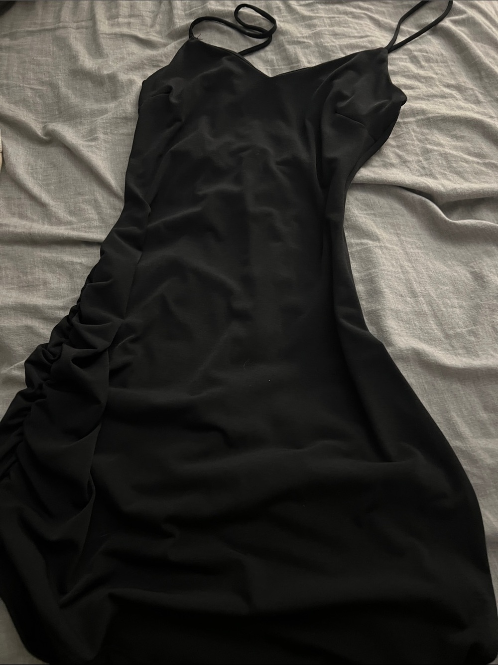 Windsor Black Strapless-Look Slip Dress with Side Ruching